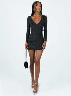 product Princess Polly Scoop Neck  Monika Long Sleeve Mini Dress Black