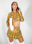 Front view of model wearing  front As If Mini Skirt Yellow Princess Polly  Mini Skirts 