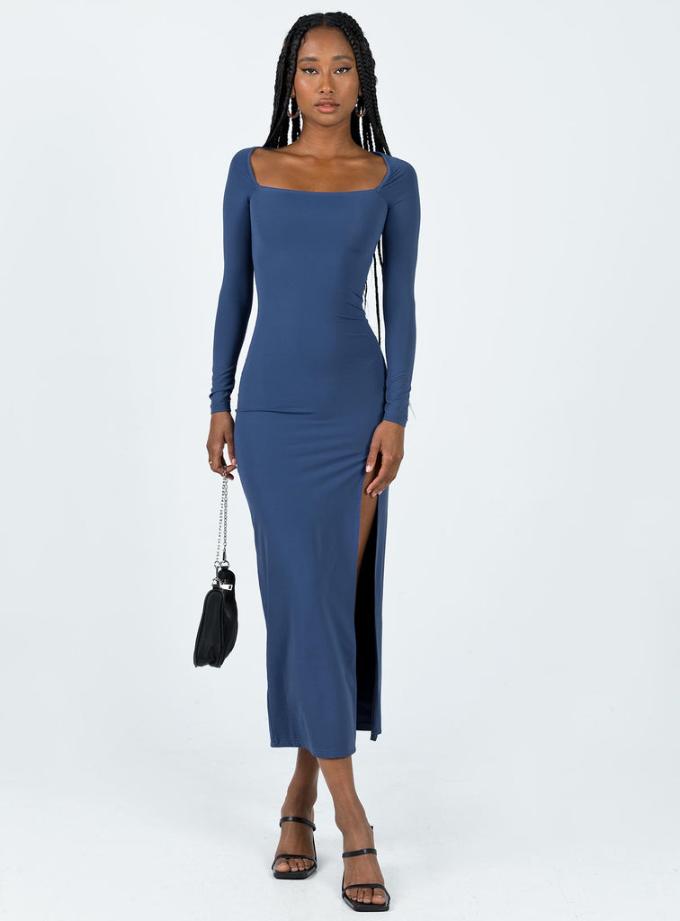 Hayward Long Sleeve Midi Dress Blue
