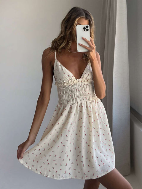 product Princess Polly Asymmetric Neckline  Roza Mini Dress Beige Petite