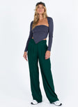 Princess Polly mid-rise  Kacey Pants Forest Green
