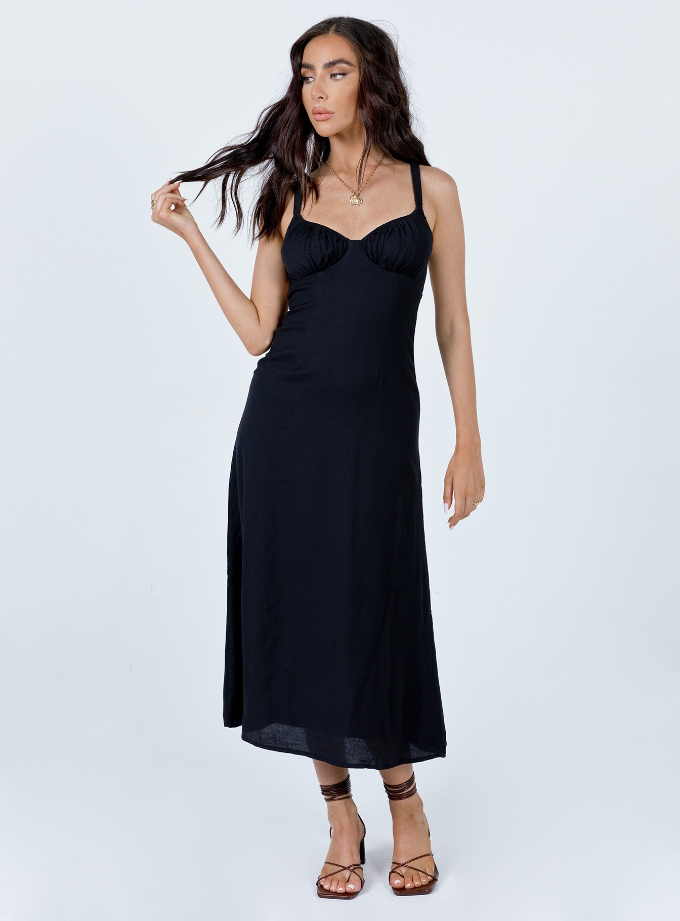 open lace back dress Blackthorn Maxi Dress Black main image 0