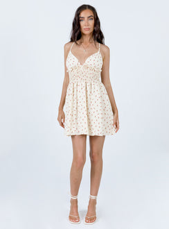 product Princess Polly Asymmetric Neckline  Roza Mini Dress Beige Petite