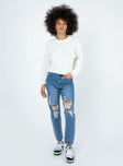 Princess Polly Mid Rise  Damion Ripped Mom Denim Jeans