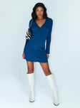 front view of model wearing Princess Polly Isadora Mini Dress Navy 