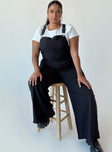 Overalls Pinstripe print  Adjustable shoulder straps  Single chest pockets  Belt looped waist  Four classic pockets  Invisible zip fastening at side  Wide leg 