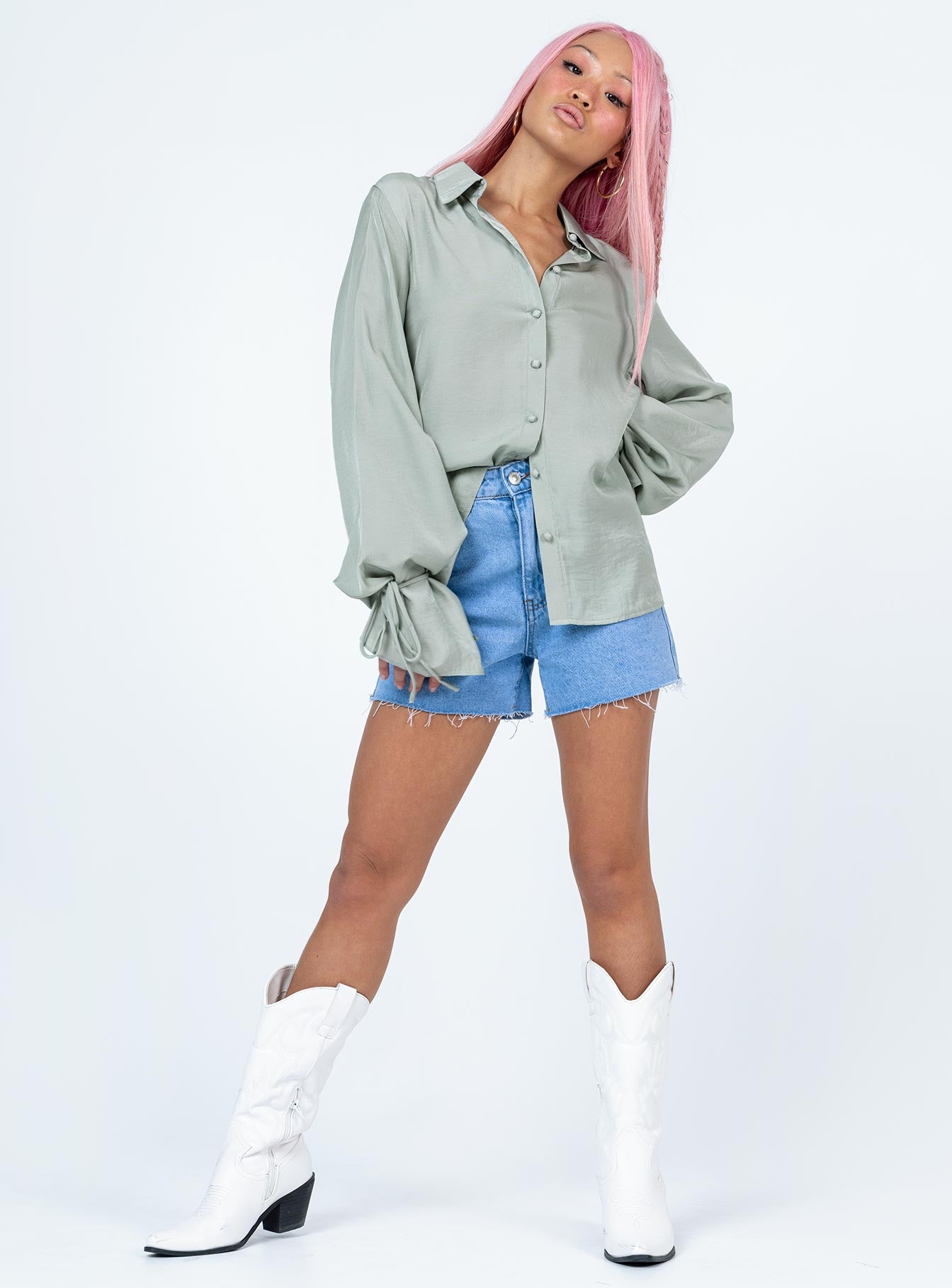 Forbidden Shirt Sage Full Sleeves V-Neck 