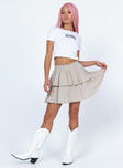 Janet Mini Skirt Beige Princess Polly  Mini 