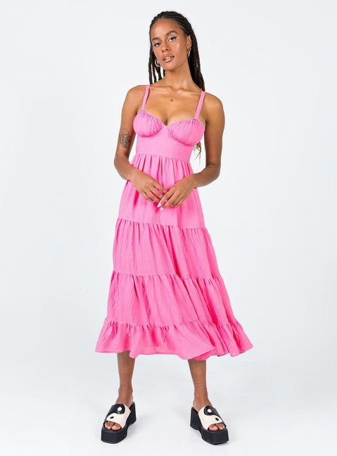 Joella Midi Dress Pink | Princess Polly Joella Midi Dress Pink | Princess Polly