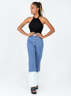 front view of model wearing Princess Polly Myrtle Mid Slouch Denim Jeans High Waisted 