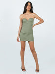 product Princess Polly Sweetheart Neckline  Annalise Strapless Mini Dress Khaki