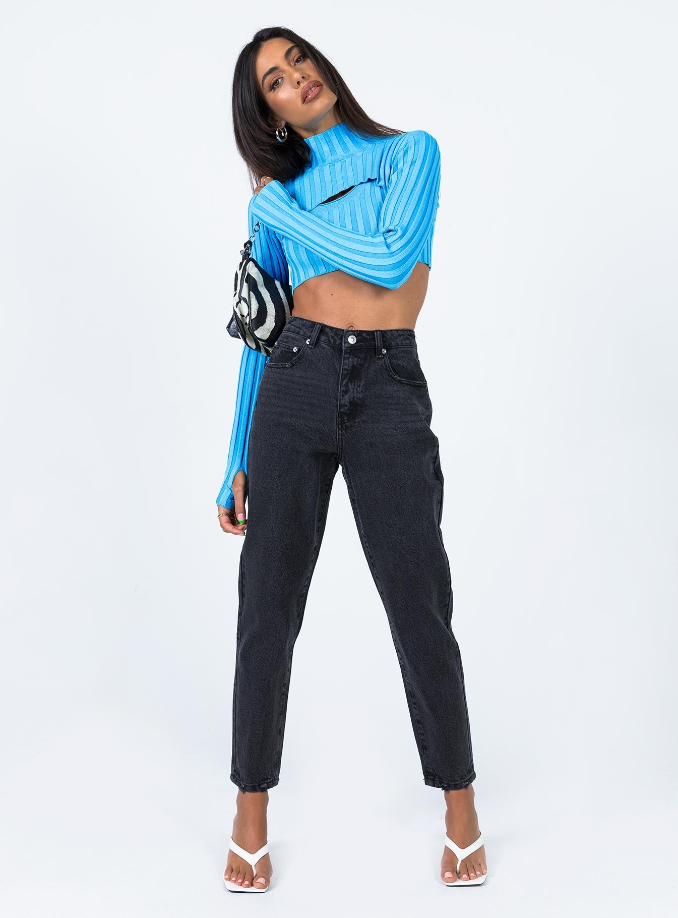 product Princess Polly High Waisted  Zaiden Straight Leg Jeans Black Denim