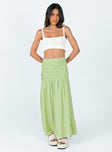   front view of model wearing Princess Polly Porto Maxi Skirt Green 