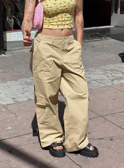 product Princess Polly High Waisted Pants High Waisted Pants  Luna Mid Rise Cargo Pants Beige