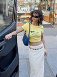 Yellow cropped tee Graphic print Good stretch Unlined 