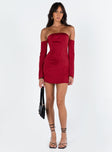 product Princess Polly Asymmetric Neckline  Amalea Mini Dress Burgundy