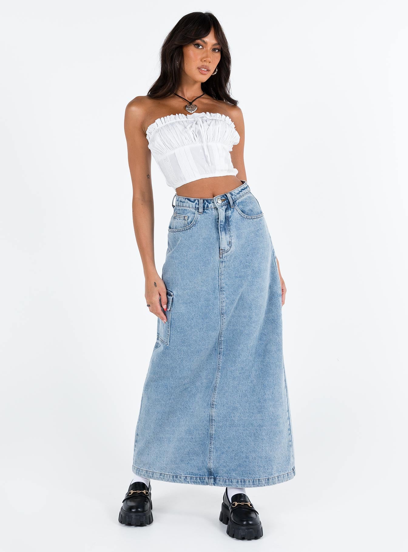 product Princess Polly Sleeveless Asymmetric Neckline  Vip Strapless Top White