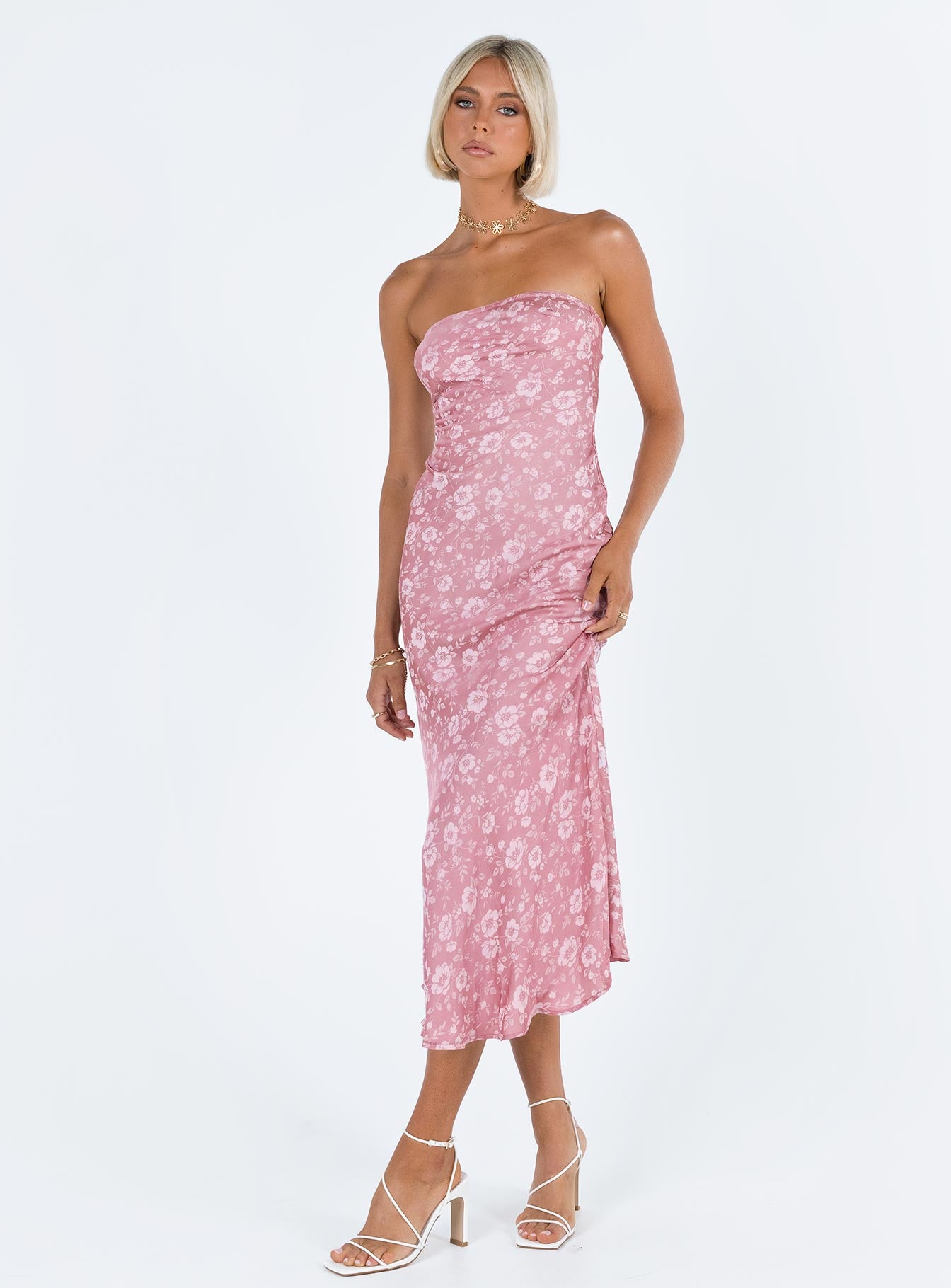 princess polly strapless pink asymmetrical dress floral Heaven Sent Strapless Mini Dress | Light pink | Womens