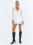 product Princess Polly Asymmetric Neckline  Dialla Long Sleeve Mini Dress White