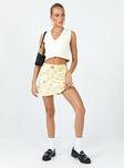   front view of model wearing Princess Polly Sloane Mini Skirt Yellow 