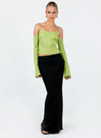 product Princess Polly Full Sleeves Square Neck  Cold Shoulder Top Green