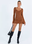 product Princess Polly Boat Neck  Hilldale Long Sleeve Mini Dress Rust