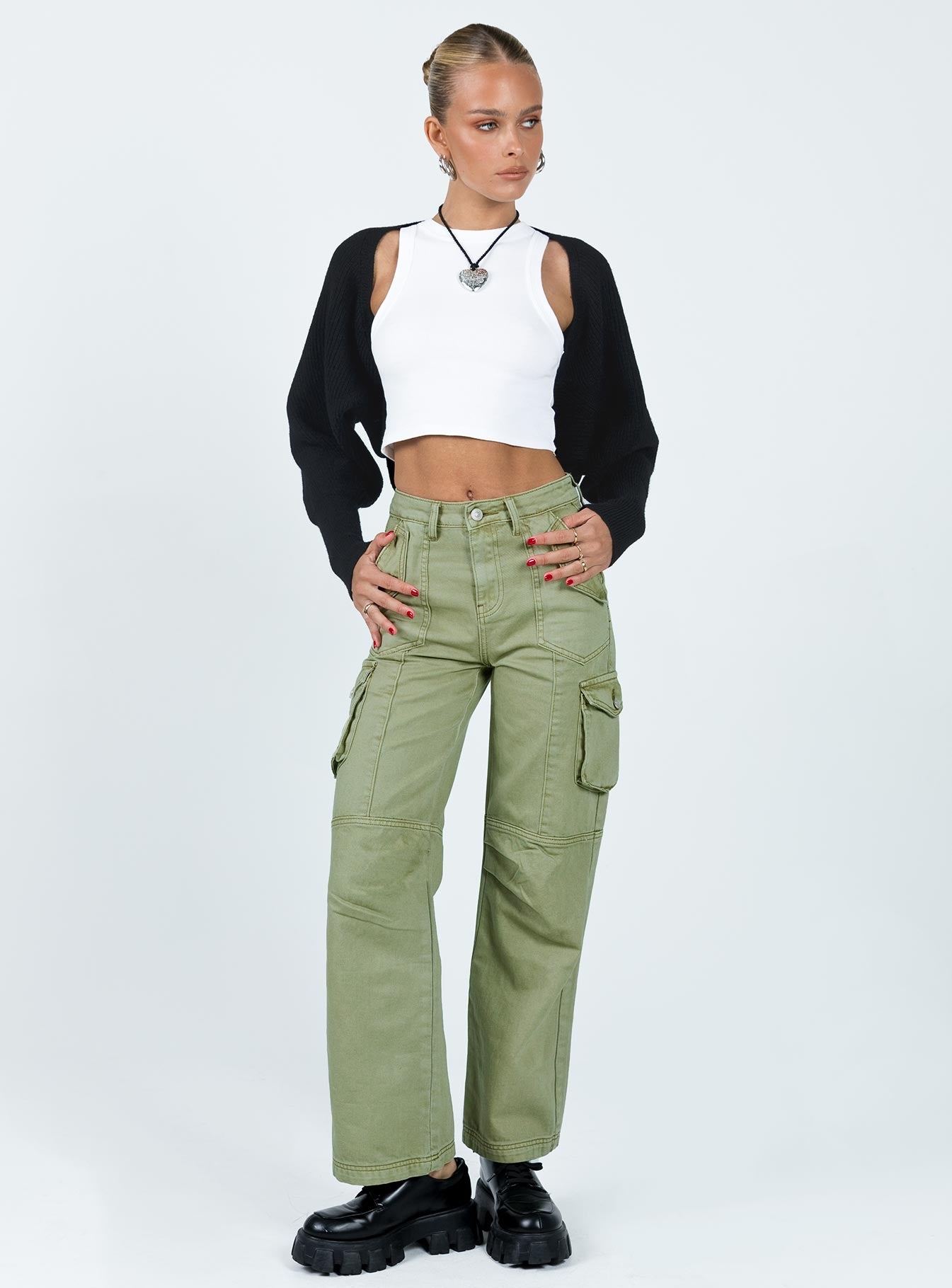 product Princess Polly High Waisted Pants  Oswell Cargo Pants Green
