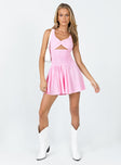 front view of model wearing Princess Polly Arden Mini Dress Pink 