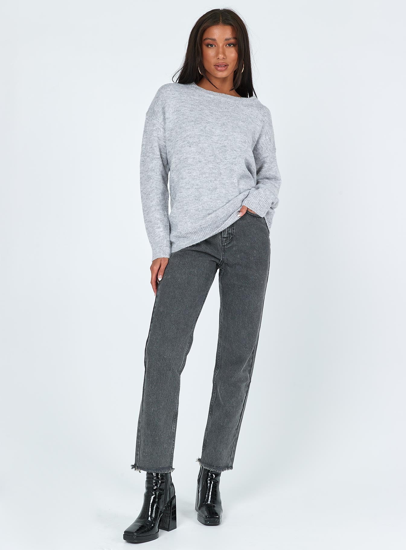 Kelsea Oversized Sweater Grey Princess Polly  regular 