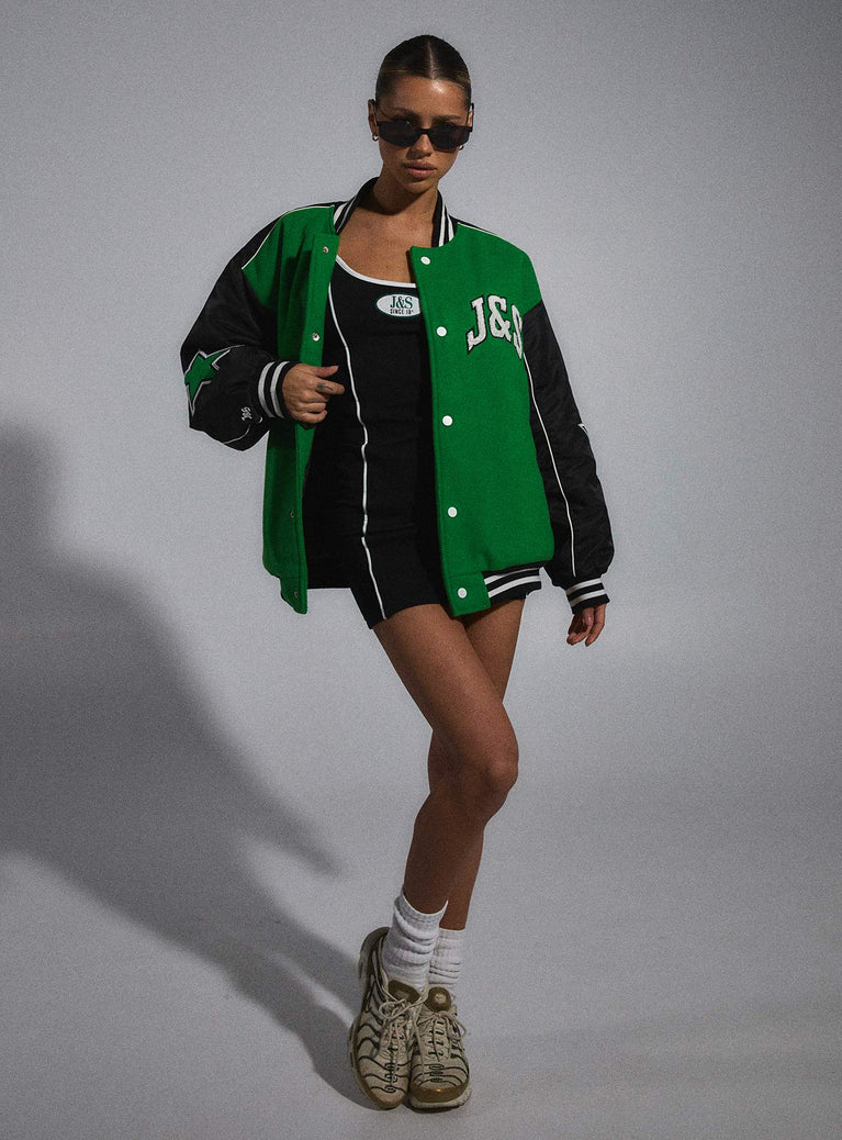 Women's Green and White Letterman Jacket - Baseball Bomber Style *Limited  Stock*