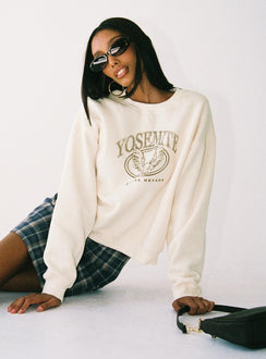 Yosemite Oversized Crewneck Sweatshirt Cream Princess Polly  regular 