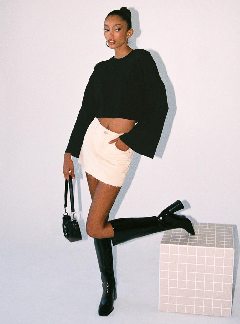 Girl Soldier Cropped Sweater Black Princess Polly  Cropped 
