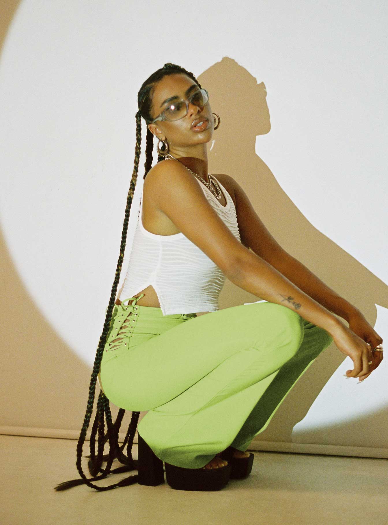 Mid Way Laced Flare Pants Green