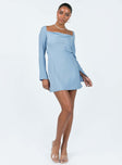 Princess Polly Asymmetric Neckline  Star Power Mini Dress Blue