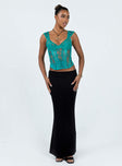 Corset top Lace material Sheer design Cap sleeve  Wired cups Boning throughout Hook & eye fastening at back