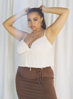 product Princess Polly Three Fourth Sleeves Sweetheart  Kellan Top Cream Curve