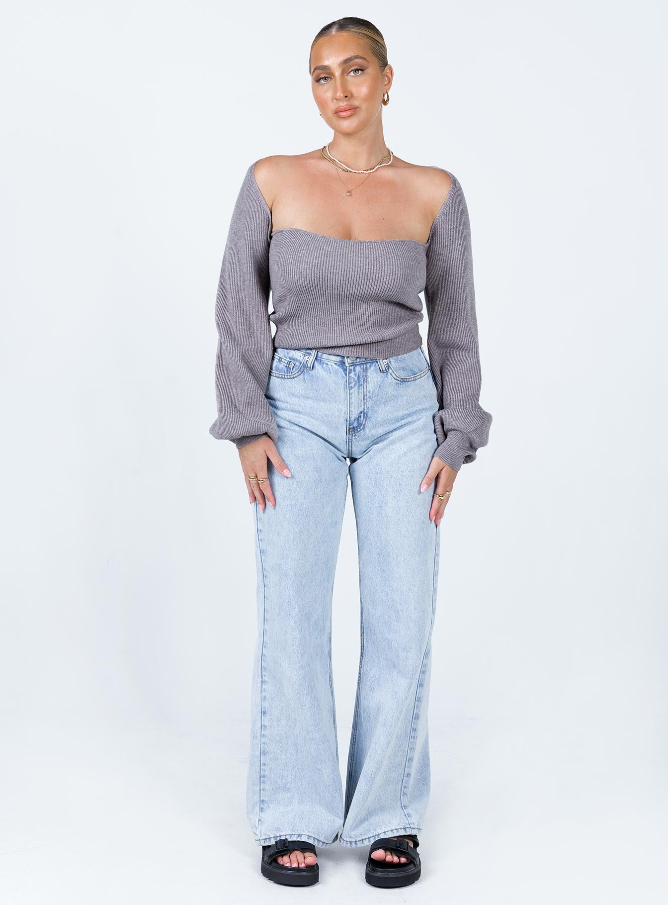 Eliza Sweater Grey Princess Polly  Cropped 