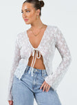 product Princess Polly Full Sleeves Plunger  Nucci Lace Long Sleeve Top White