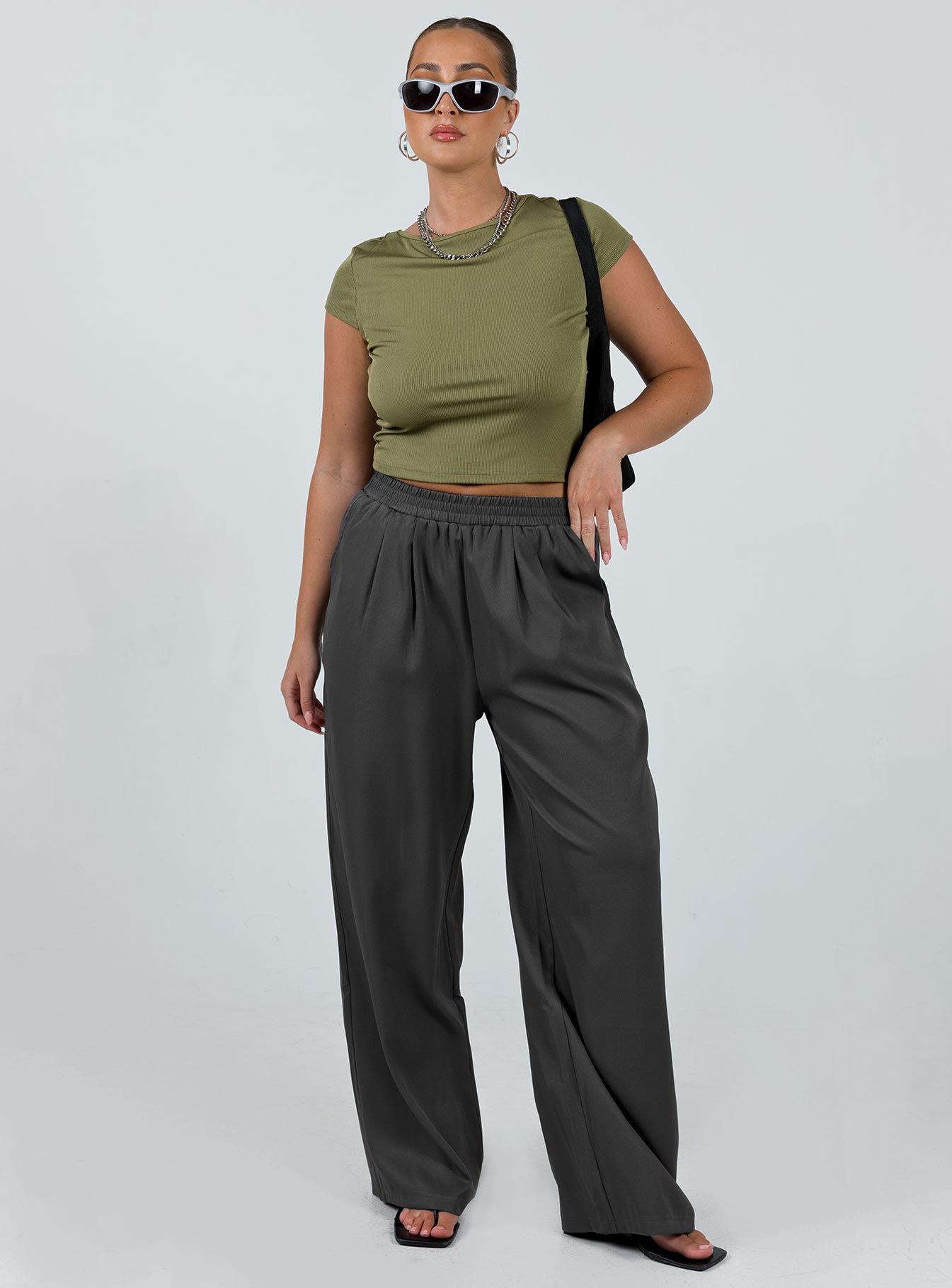 product Princess Polly Short Sleeves Square Neck  Solita Top Green