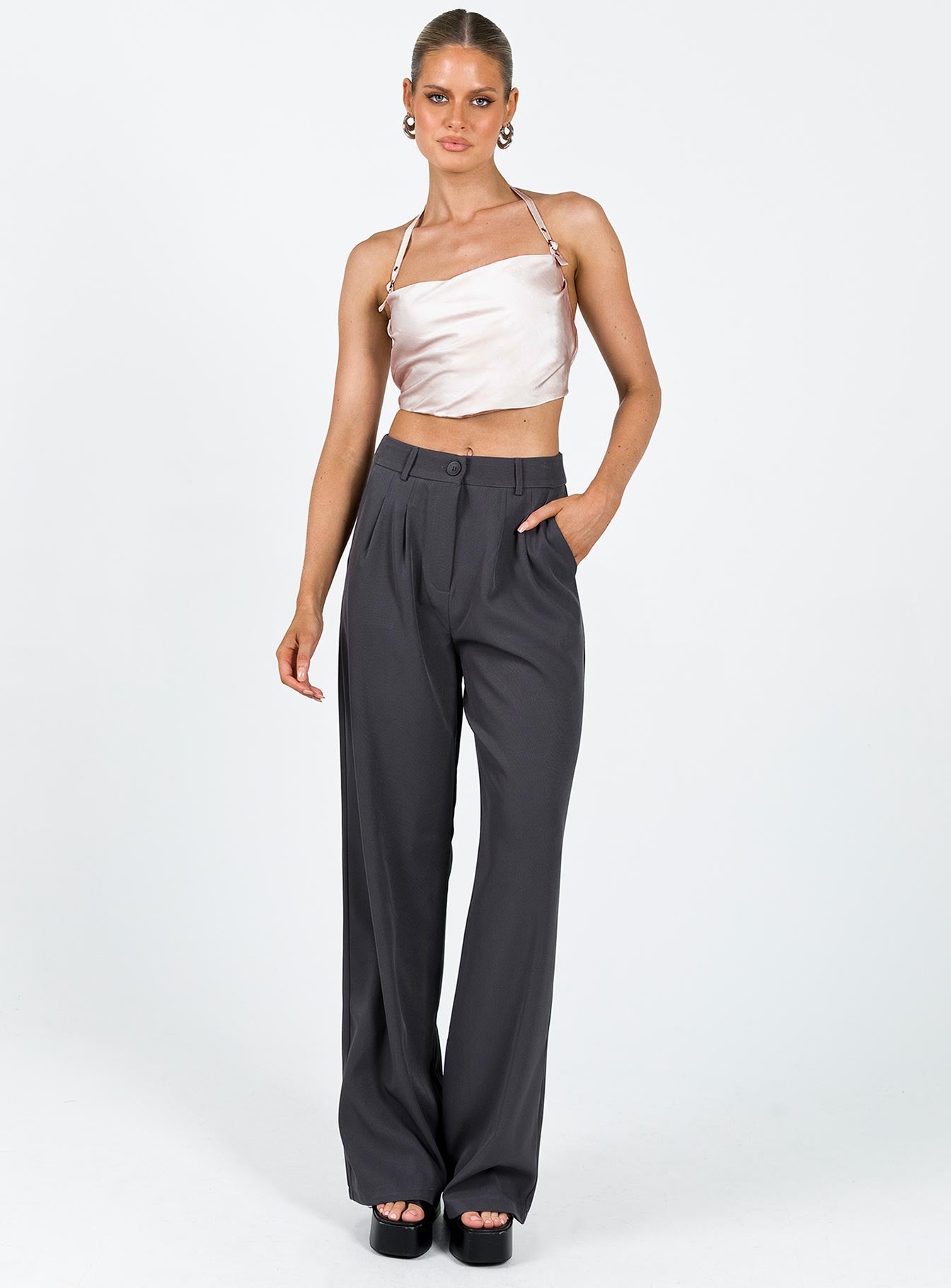 product Princess Polly Full Sleeves Sweetheart  Macedon Satin Top Champagne