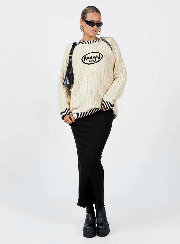 The Ragged Priest Cable Knit Sweater Cream