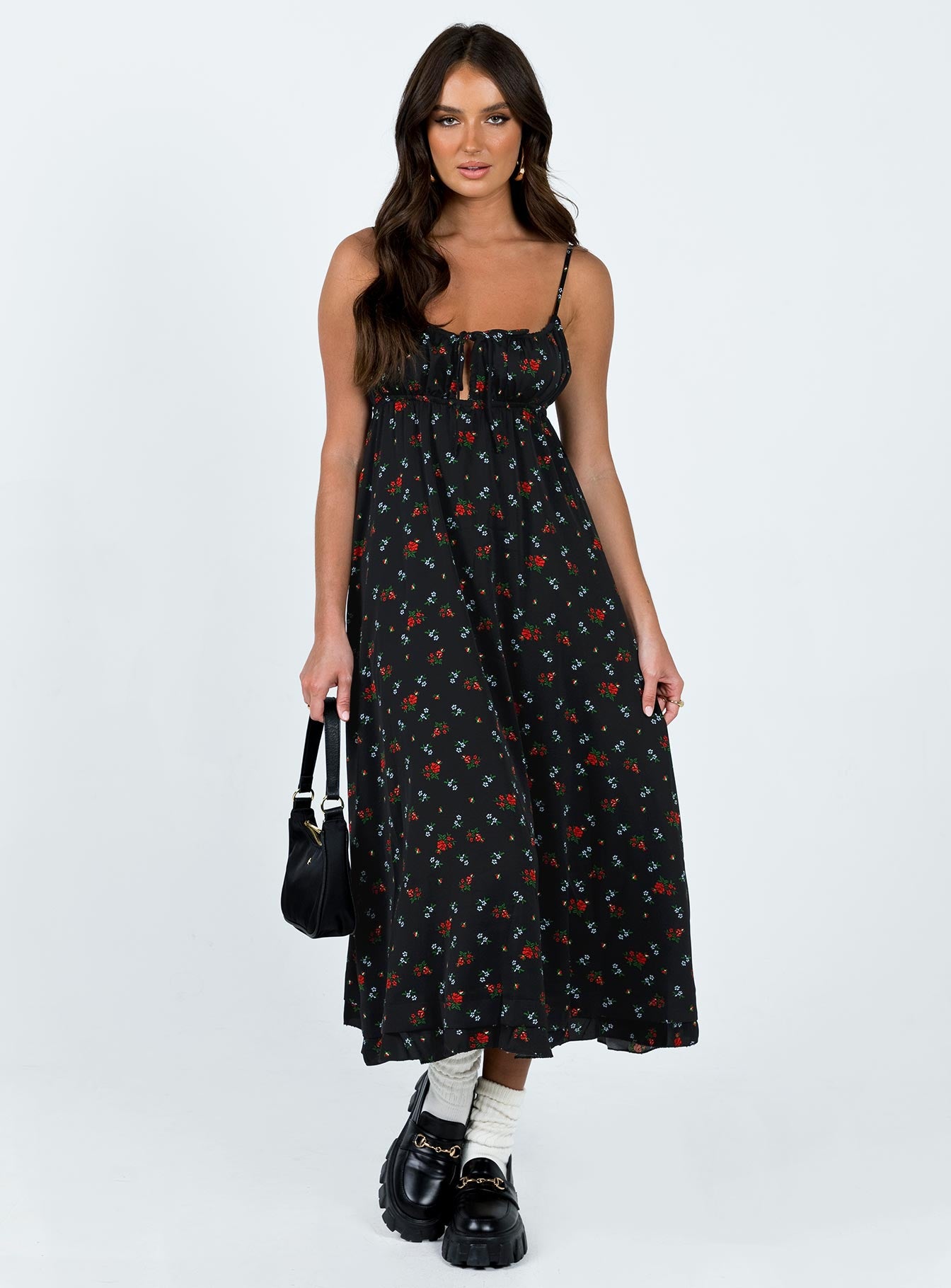 product Princess Polly Square Neck  Empress Of Love Maxi Dress Black Floral