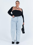 product Princess Polly High Waisted  Queenstown Straight Leg Jeans Light Wash Denim Curve