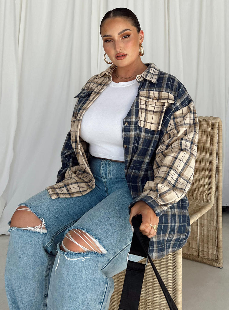 Unity Check Shirt Blue Curve | Princess Polly