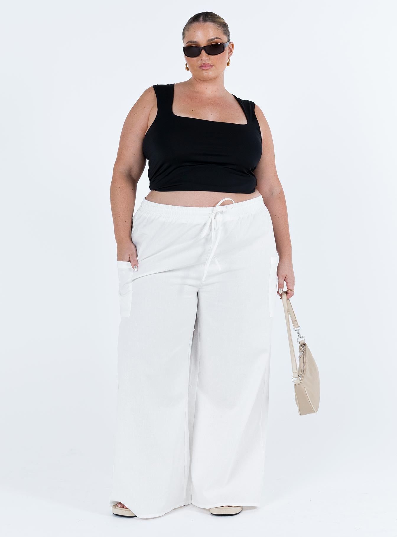 product Princess Polly High Waisted Pants  Brunie Pants White Curve