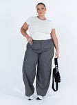 product Princess Polly Low Rise Pants Low Rise Pants Low Rise Pants High Waisted Pants  Alaina Pants Grey Curve