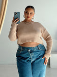 Alivia Cropped Sweater Beige Curve Princess Polly  Cropped 