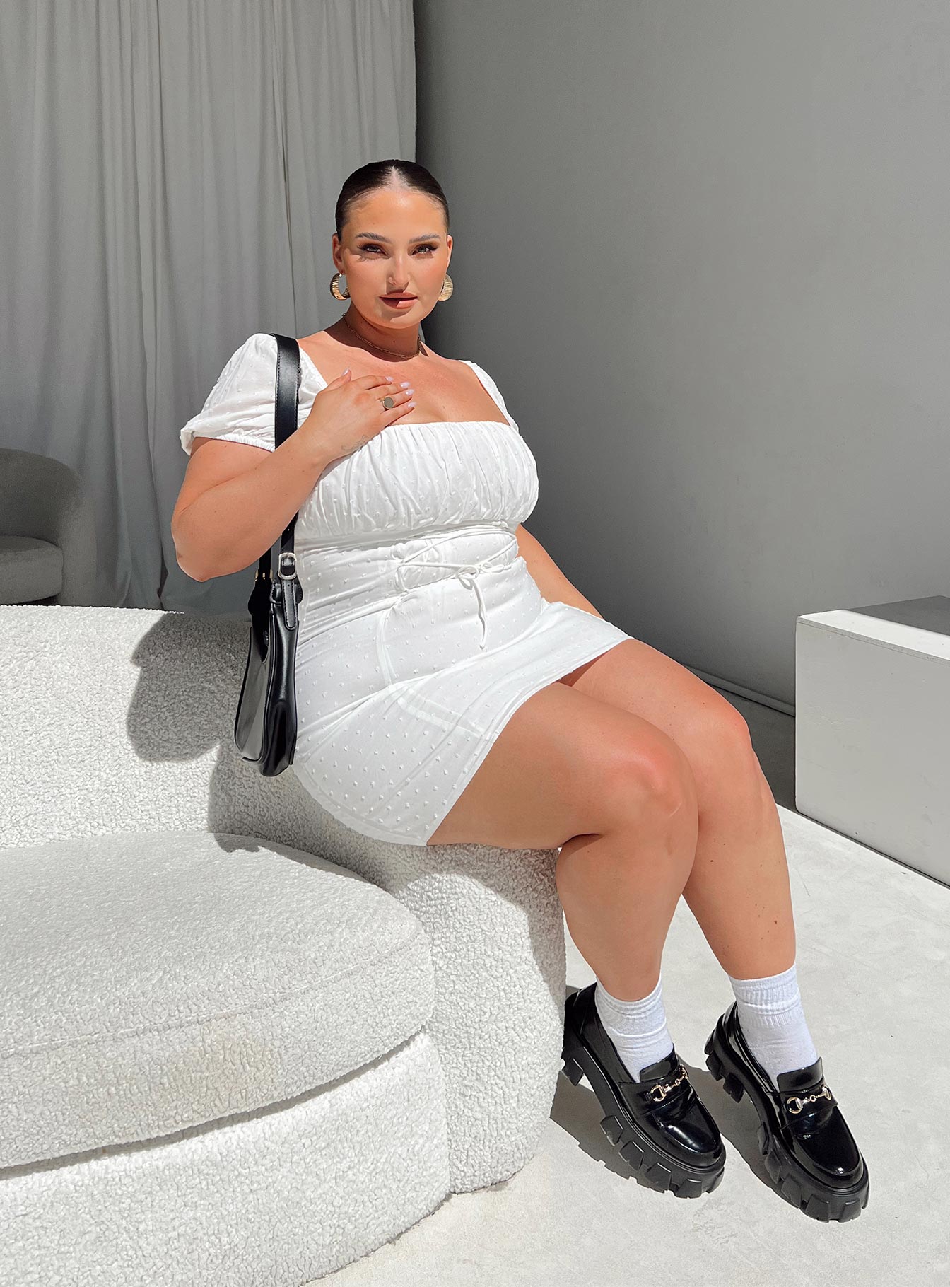 product Princess Polly Square Neck  Fauci Mini Dress White Curve