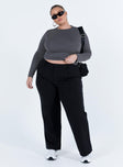 product Princess Polly Full Sleeves Asymmetric Neckline  Arnim Long Sleeve Top Grey Curve