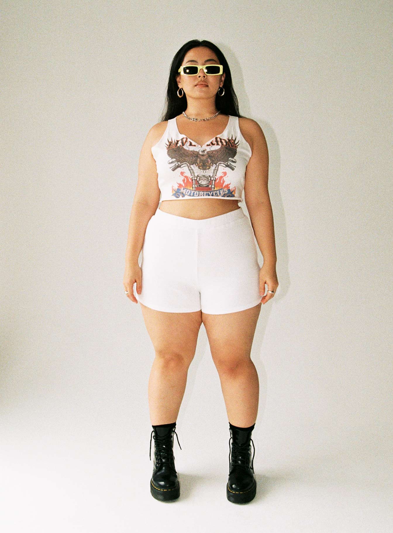 Bike shorts Ribbed material High waisted Elasticated waistband